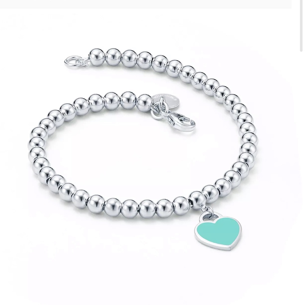 Tiffany Blue Heart Tag Bead Bracelet